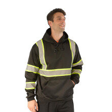 sesafety Klasse 3 Hi-Vis h?ttetr?je til m?nd Reflekterende sikkerhedssweatshirt Sort High Visibility h?ttetr?je