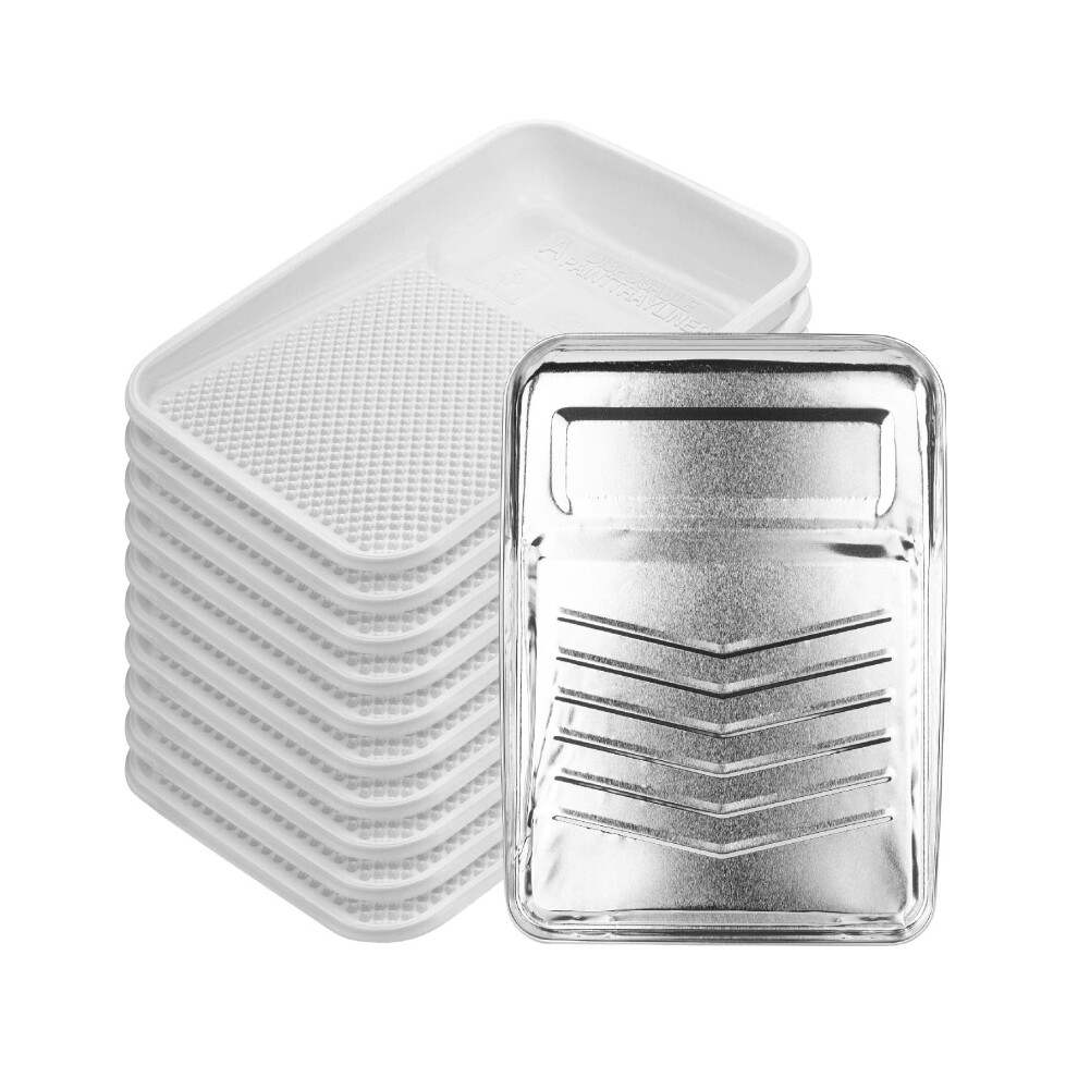 Bates 9 Inch Paint Tray With 10 Plastic Liners - Disposable Paint Roller Trays For Walls 810108768555
