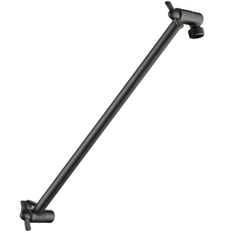 BRIGHT SHOWERS 15 Inch Extra Long Shower Head Extension Arm  Solid Brass Shower Arm Extender with Locking Screw for Rain and Handheld Showerhead  Heig