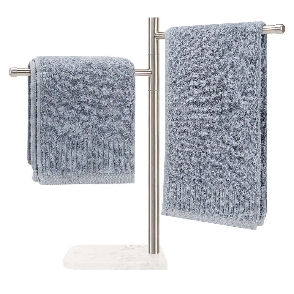 Porte-Serviettes Sur Pied Winmien Avec Base En Marbre, En Acier Inoxydable 304, Avec 2 Bras Pivotants, Pour Salle De Bain (Carr En Nickel Bross-image