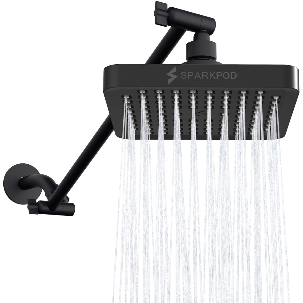 SparkPod Square Rain Shower Head with Shower Head Extension Arm - High Pressure Rain - Luxury Modern Look - No Hassle Tool-less 1-Min Installation (16-image-OPC-PGFQPNB-NEW