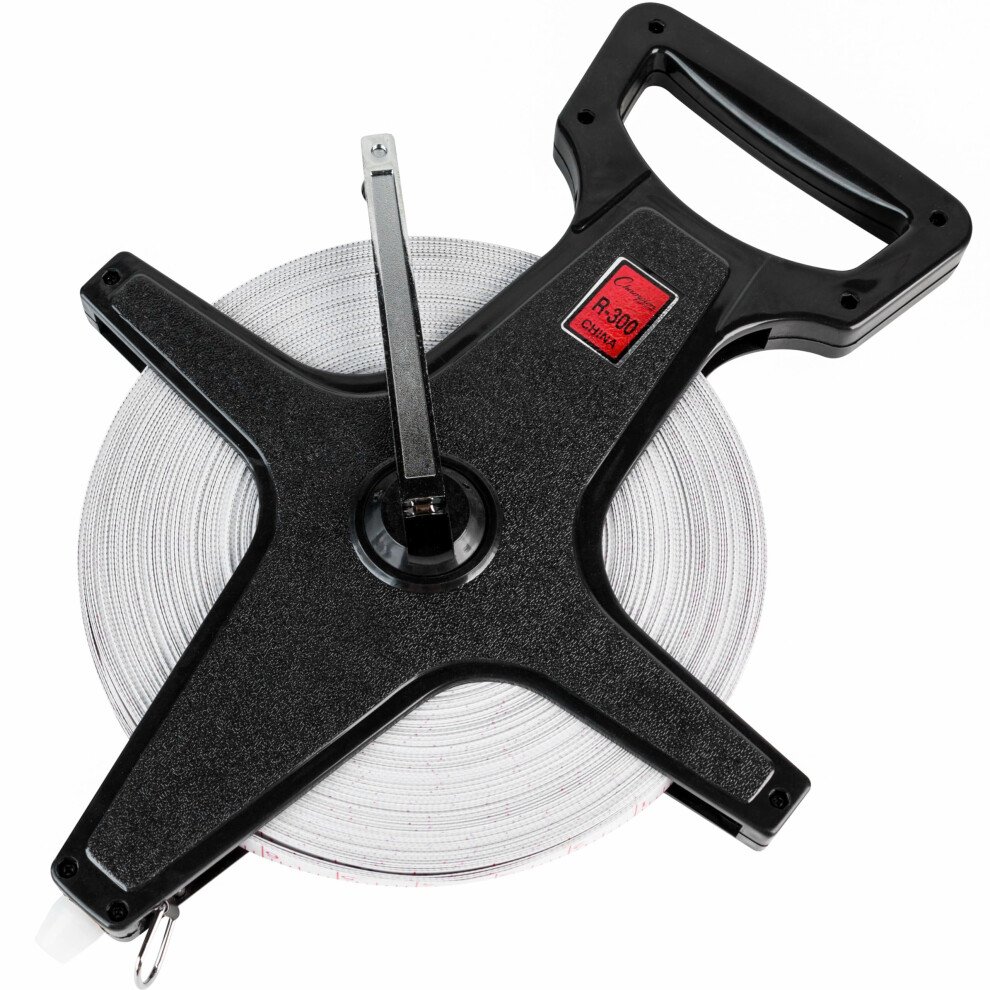 Champion Sports Open Reel Measure Tape  330 ft  100 Meters  with Metal Spike  Hand Crank - Open Tape Measure for Track and Field  Long Jump - Durable
