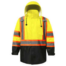DPSAFETY Reflective Rain jackets for men waterproof Hi Vis Safety Coat With Reflective Strips High Visibility Class 3 Rain jackets With 2 large p