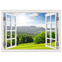 FLFK Fake Window Wall Sticker - Landscape Faux Window Wall Mural for Wall Decor  Stick and Peel Wall Decals 16""""""""x24""""""""