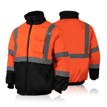 Jaquetas de segurana de alta visibilidade FONIRRA para homens com forro de l ANSI classe 3 jaqueta bomber impermevel reflexiva (laranja 5XL)
