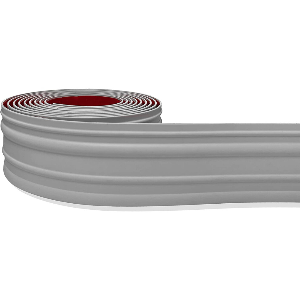Plinthe murale en vinyle gris ProFlex Decor 4 po x 40 pi - Garniture en vinyle autocollante flexible avec adh   sif ultra-r   sistant - Plinthe facil