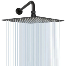 Pommeau de douche à effet pluie carré NearMoon avec bras extensible, grande douche à effet pluie en acier inoxydable, couverture intégrale (40,6