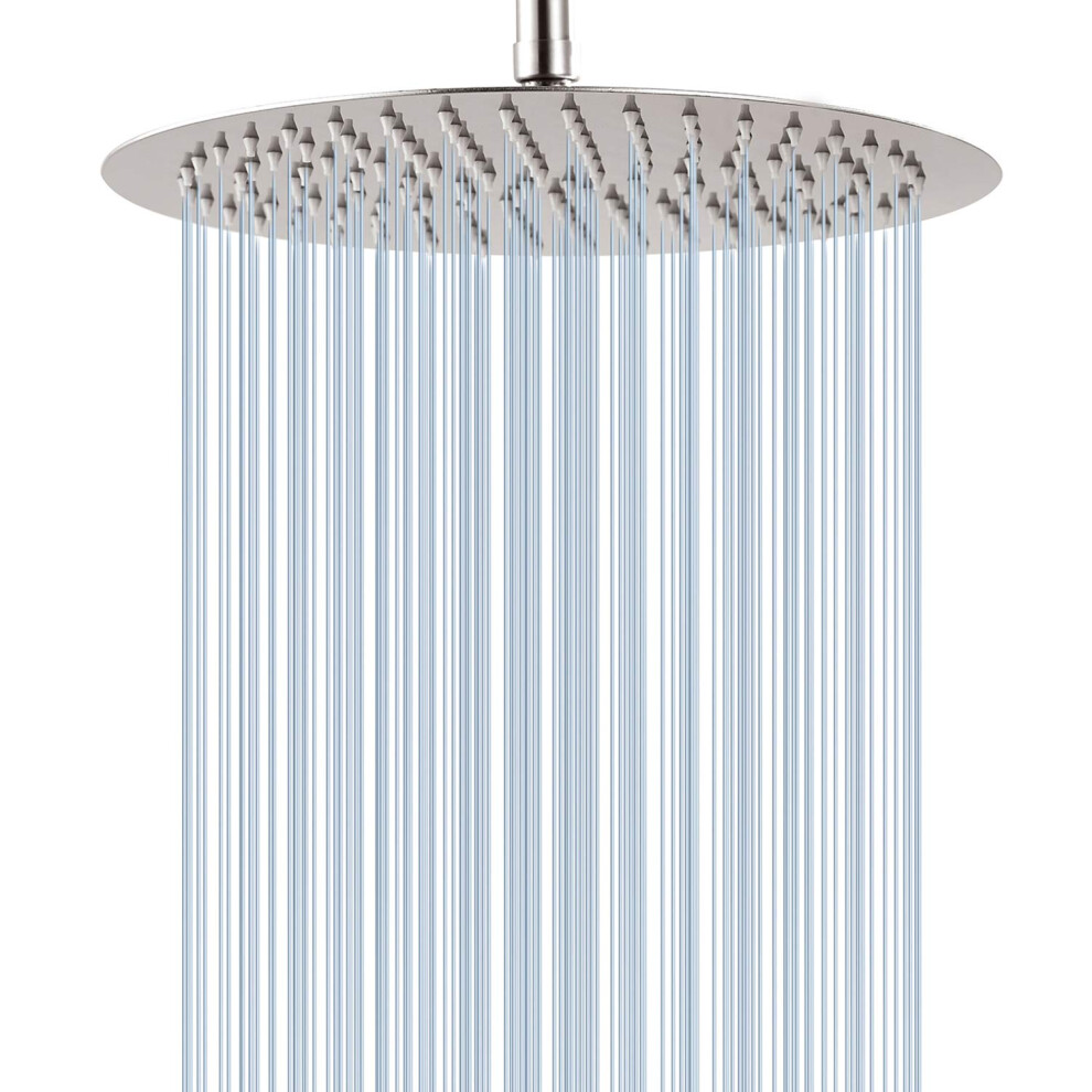 GGStudy Round 16 Inch Stainless Steel Shower Head Rain Style Shower Head Brushed Nickel Hiqh Pressure-image-OPC-PGFQQDW-NEW