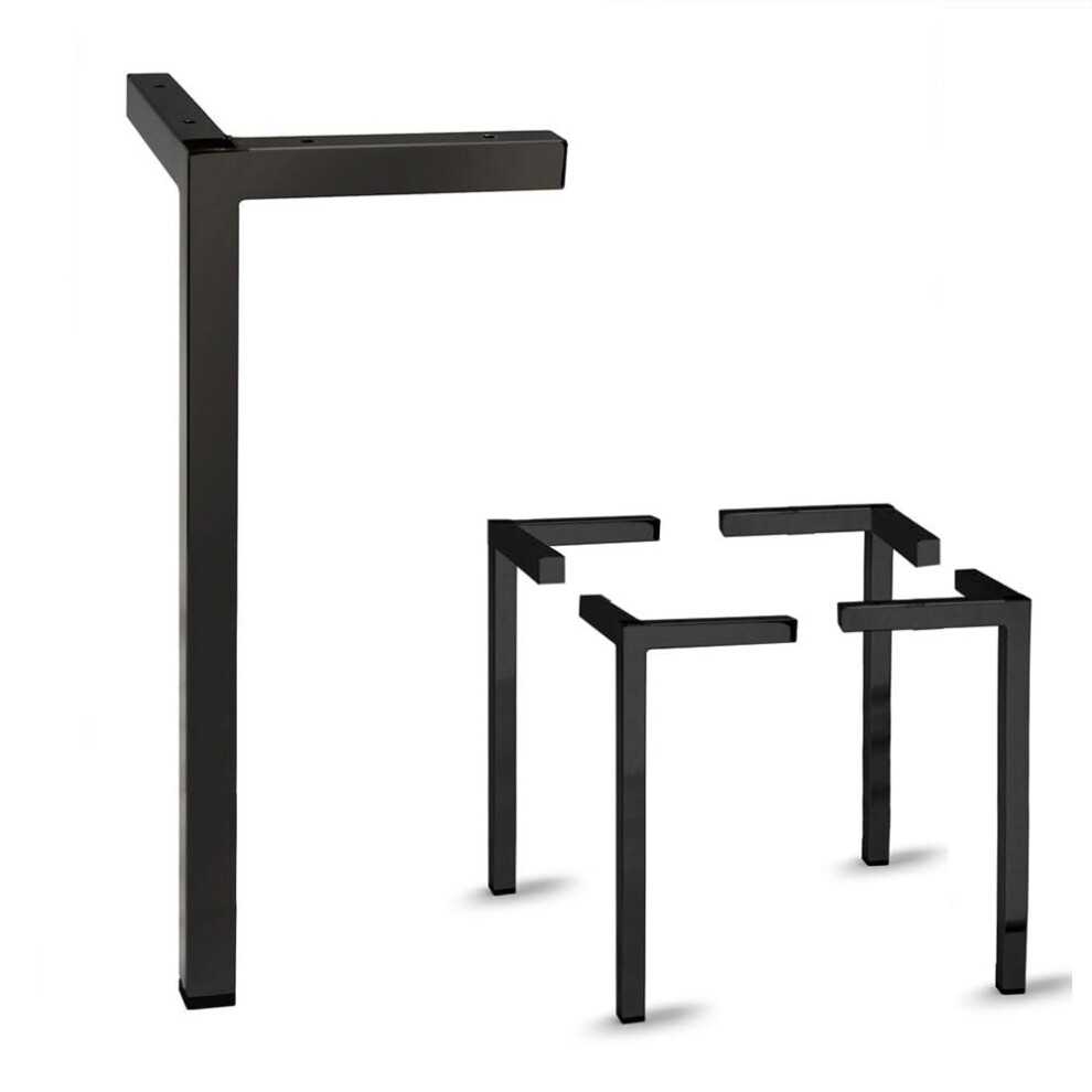 Ensemble de 4 pieds de meuble carr   s en m   tal AKB Hardware - Design    l   gant en m   tal, durable et    l   gant (15-3/4""""H, noir)