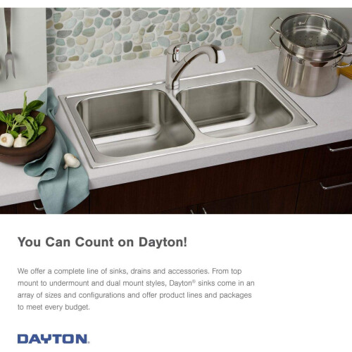 Dayton D115153 Single Bowl Top Mount rustfrit stål barvask 2