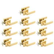 EHOMEWARE 10 Pack Door Handle Set Interior Door Knobs in Satin Brass Finish  No Keys Privacy Door Levers  Bedroom Bathroom Indoor Use- Locked Inside w