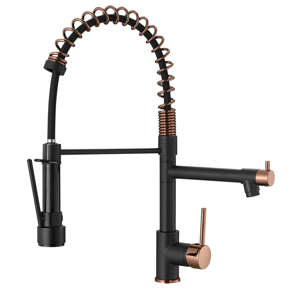 Robinet de cuisine noir mat avec douchette extractible AIMADI Robinets d'  vier de cuisine monotrou    poign  e unique commerciaux en or rose