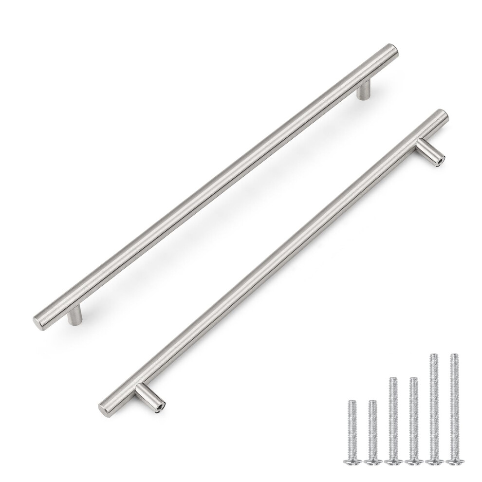 Probrico (5 Pack Brushed Nickel Kitchen Cabinet Handles Hole Center (12-4/5 Inch) Modern T Bar Drawer Pulls Stainless Steel Euro Style Dresser Pull An 6941154079051