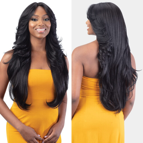 FreeTress Equal Curtain Bangs HD Lace Front Wig Bombshell (1B) 2