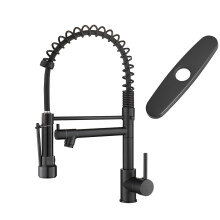 AIMADI Black Kitchen Faucet with Pull Down Sprayer Commercial Single Handle High Pressure Kitchen Faucet Black with Deck Plate