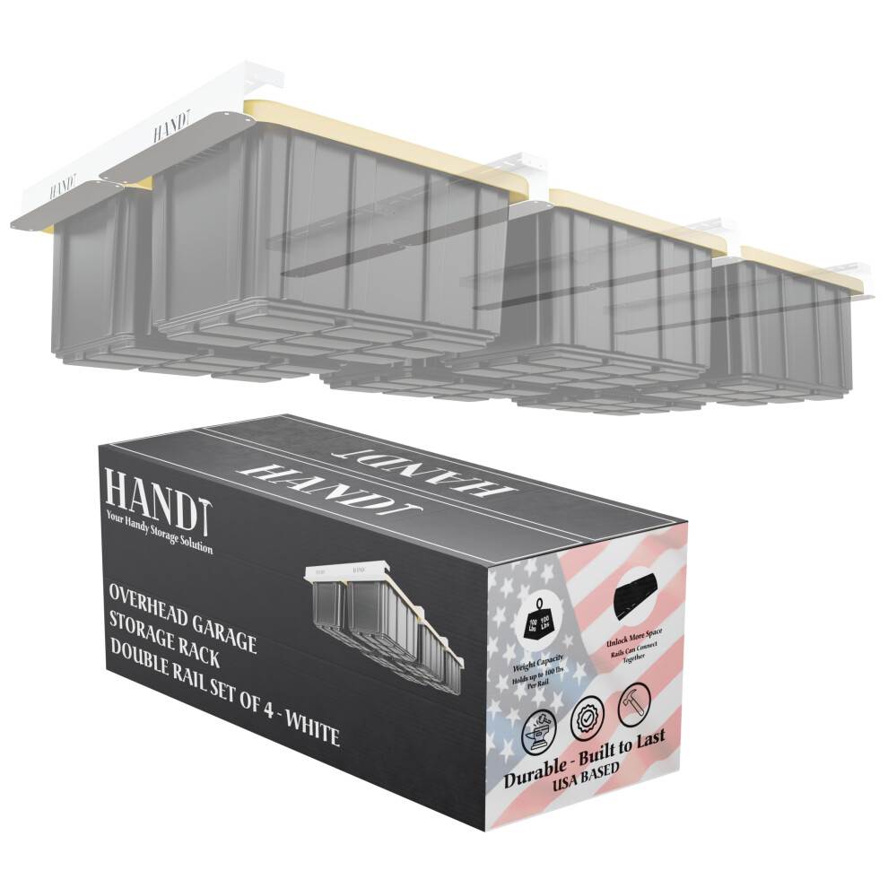 Handt Overhead Garage Storage Rack Connectable Heavy Duty Metal Ceiling Rails For Garage Storage Organization Shelving System Hanging Racks For Tote 198715460391