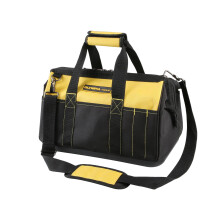 Olympia Tools 16 Inch Wide Mouth Tool Bag Molded Waterproof Base with 21 Pockets and 7 Belt Loops Padded Handle Adjustable Shoulder Strap