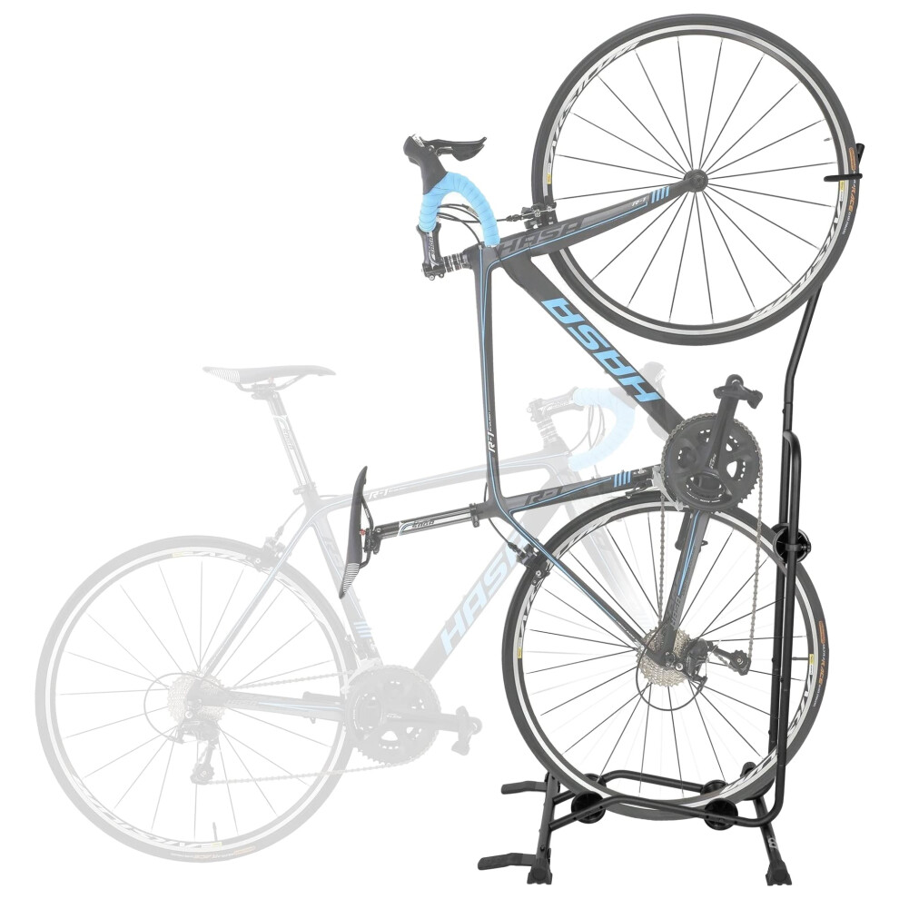 CyclingDeal Upright Bike Stand Floor - Vertical & Horizontal Bicycle Stand Bicycle Storage - Safe & Secure Bike Storage Rack - for Wheels Sizes up to