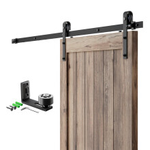 CCJH 6FT Single Sliding Barn Door Hardware Kit Black Basic Roller Carbon Steel Hanger Flat Track System for Closet Kitchen 1 Door 36 inch Wide