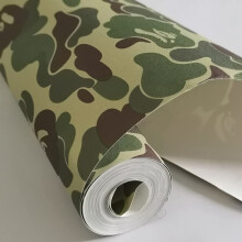 Self-Adhesive Vinyl Green Camouflage Contact Paper Peel and Stick Camouflage Wallpaper for Walls Cabinets Furniture Door Classroom Arts Crafts Removab