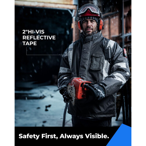 toolant Reflective Waterproof Safety Jacket for Men - High Visibility  Insulated  Comfortable  Multiple Pockets - Designed for Work  Construction  and 1