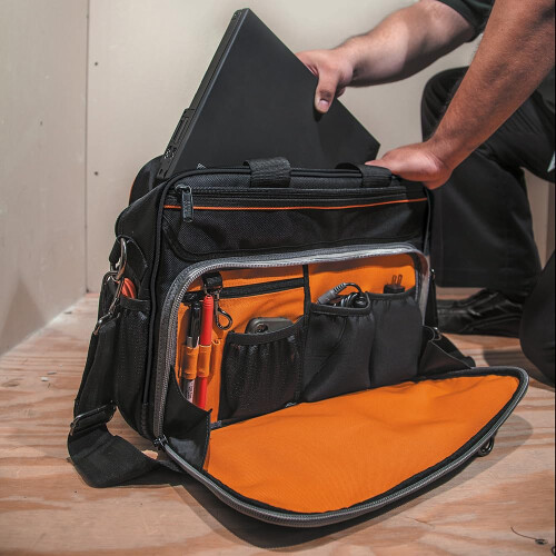 Klein Tools 55455M Tool Bag  Tradesman Pro Tech Bag with Laptop Pocket  Black and Orange 2