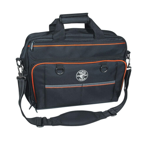 Klein Tools 55455M Tool Bag  Tradesman Pro Tech Bag with Laptop Pocket  Black and Orange