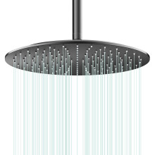 AULEEND Rain Shower Head Work with any decorative style All Metal Rainfall Shower Head (D-Matte Black 16)
