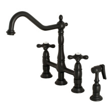 Robinet de cuisine Kingston Brass KS1270AXBS Heritage Bridge, bec de 8-9/16 po, noir mat