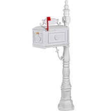 Polar Aurora Barcelone Decorative Post Combination Bote aux lettres Stratford Bote  courrier postal lourde Cast Aluminium (blanc)