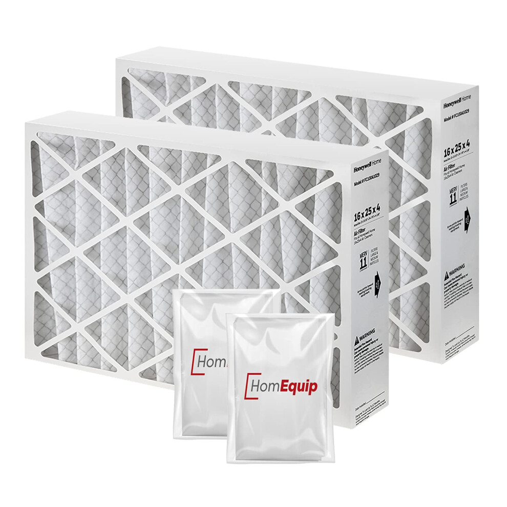 Honeywell 16X25x4 Furnace Filters Fc100a1029 Filter Replacement Merv 11 Filter Media With Homequip Disposal Bag (2 Pack) 810088310041