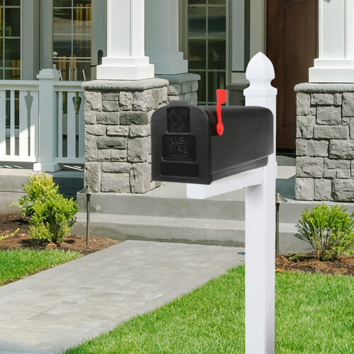 Architectural Mailboxes Parsons Medium Capacity  Plastic Post Mount Mailbox  Black 1