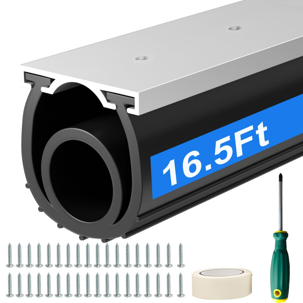 Joints de porte de garage alophoty 16,5 pi en caoutchouc robuste avec joint torique et rail en aluminium, kit de retenue universel pour porte de
