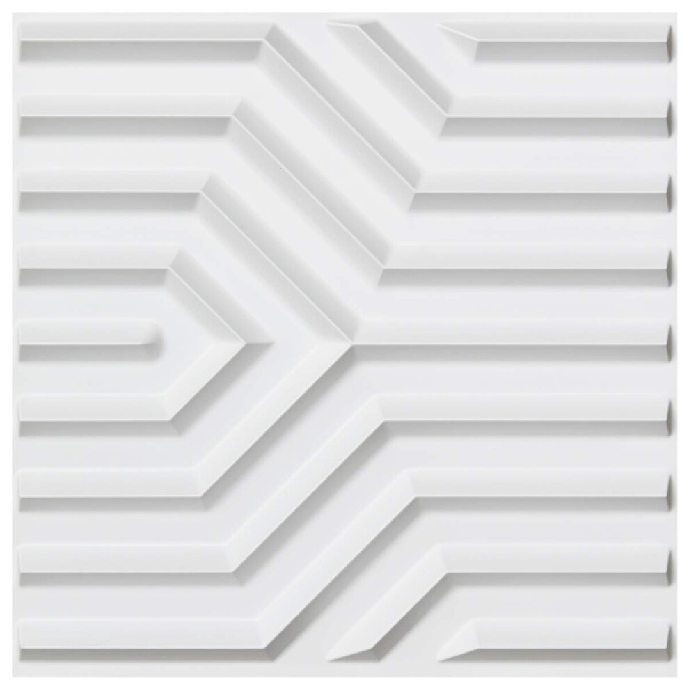Art3d 19.7"""" X 19.7"""" (Pack Of 12) Wall Panel Stripes White 6975129500349