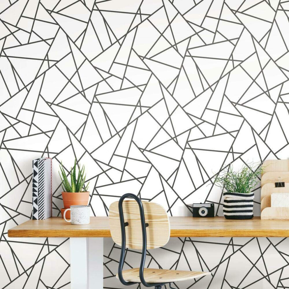Roommates Rmk11267wp Black Fracture Peel And Stick Wallpaper 034878198422