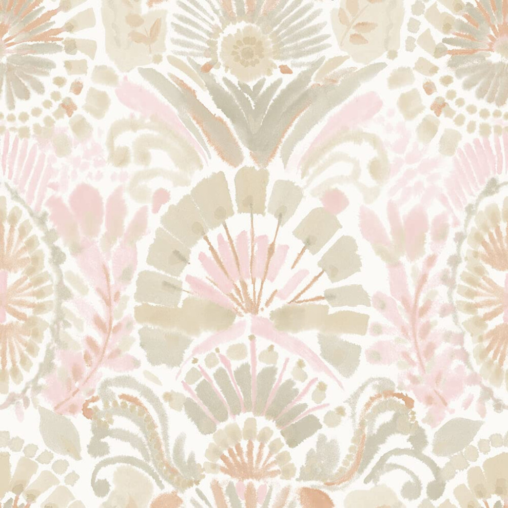 Tempaper Pink Bohemia Damask Removable Peel And Stick Boho Wallpaper 20.5 In X 16.5 Ft Made In The Usa 651784160062