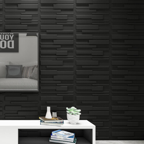 ART3D 19.7 """" X 19.7 """" (pakke med 12) Wall Panel Rectangle Black 1