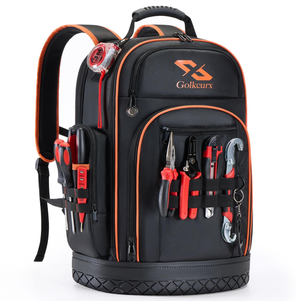 Golkcurx Tool Backpack Heavy Duty Backpack Tool Bag 1680D Implements Carrier For Electrician Durable And Molded Base 198715141221