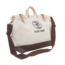 Klein Tools 5102-18SP Deluxe Canvas Tool Bag Made of Natural Canvas with 13 Interior Pockets and Detachable Shoulder Strap 18-Inch