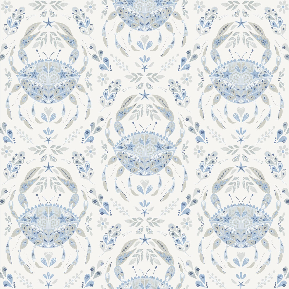 Nuwallpaper Blue Shellby Peel & Stick Wallpaper 091212768529