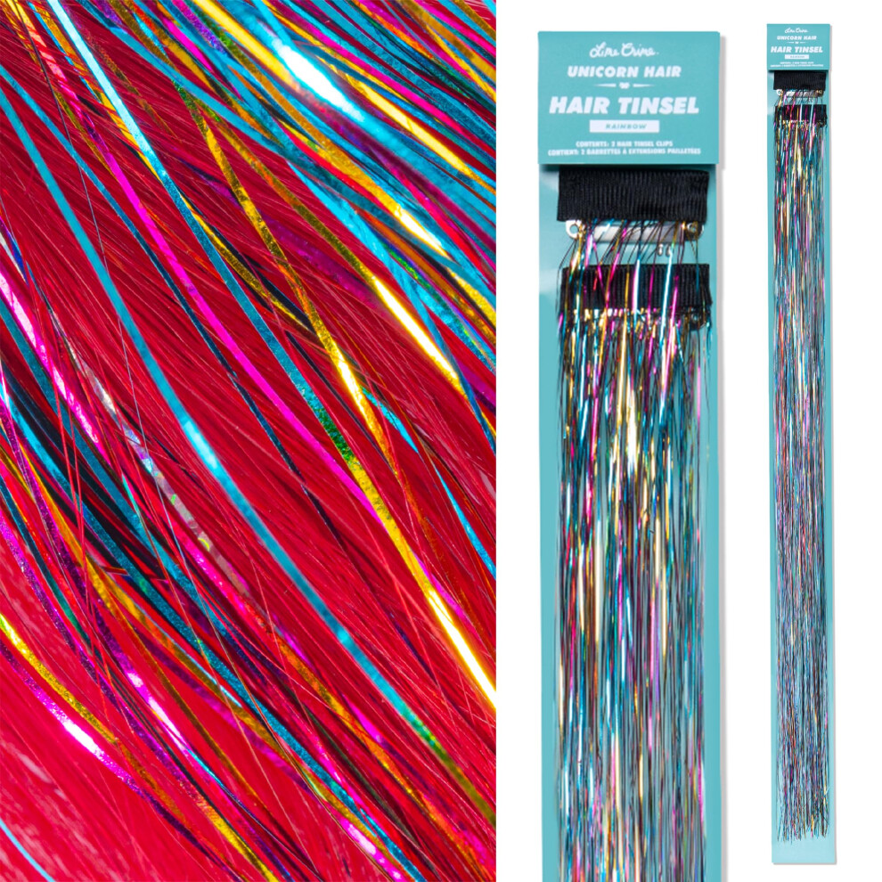Lime Crime Unicorn Hair Tinsel Kit  Rainbow - Tinsel Hair Extensions - Easy to Use Sparkly  Shimmery & Iridescent Glitter Hair Extensions - Fairy Hair