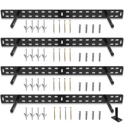 4 Supports étagère Flottante 22 Pouces - Noir - En Kit à Monter - Charge Lourde
