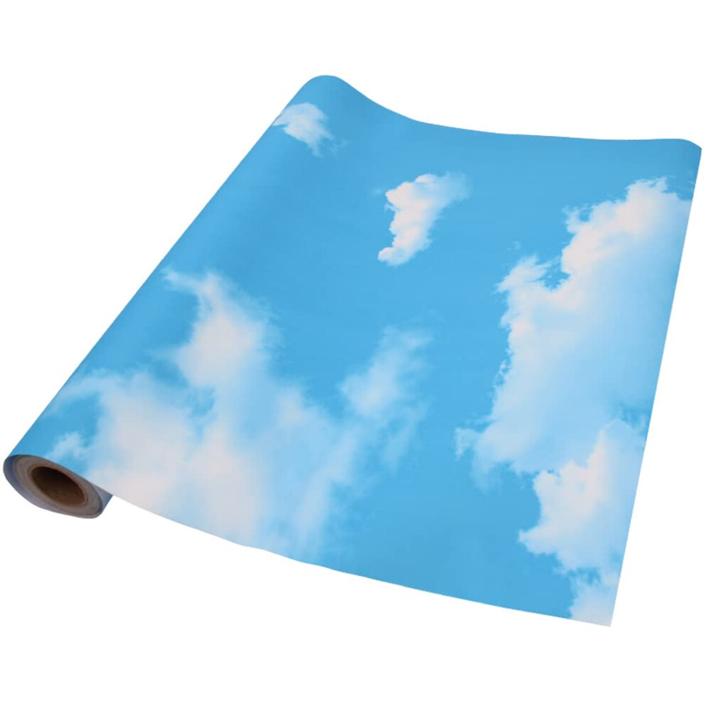 Taogift Peel And Stick Contact Paper Blue Sky Clouds Pattern Wallpaper Vinyl For Kitchen Wall Art Crafts Decor 24X117 Inch 757842584198