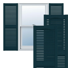 Ekena Millwork Lifetime Vinyl LL1S14X02500MB Standard Cathedral Top Center Mullion Open Louver Vinyl Shutters w/Installation Shutter-Lok's & Matchin