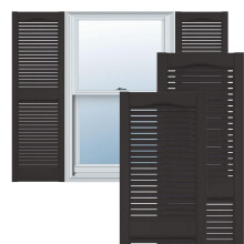 Ekena Millwork Lifetime Vinyl LL1S14X02500MS Standard Cathedral Top Center Mullion Open Louver Vinyl Shutters w/Installation Shutter-Lok's & Matchin