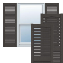 Ekena Millwork Lifetime Vinyl LL1S12X02500TG Standard Cathedral Top Center Mullion Open Louver Vinyl Shutters w/Installation Shutter-Lok's & Matchin
