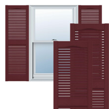 Ekena Millwork Lifetime Vinyl LL1S14X02500WN Standard Cathedral Top Center Mullion Open Louver Vinyl Shutters w/Installation Shutter-Lok's & Matchin