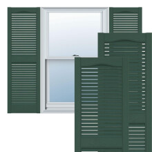 Ekena Millwork Lifetime Vinyl LL1S12X02500FG Standard Cathedral Top Center Mullion Open Louver Vinyl Shutters w/Installation Shutter-Lok's & Matchin