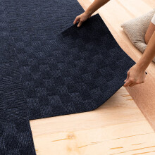 Mohawk Home 24"""""""" x 24"""""""" Indoor/Outdoor 0.25"""""""" Pile Height Peel and Stick Carpet Tile Blue Polyester (15 Tiles) (60 sqft/Box)