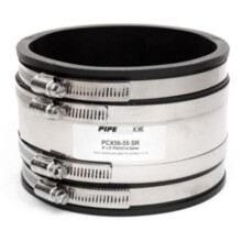 Fernco P1056-44RC 4 x 4 in. PVC & Cast Iron Coupling Flex Shear Band Universal Pipe